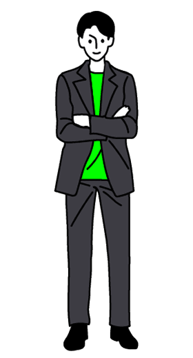 腕を組むスーツ姿の男性のイラスト
