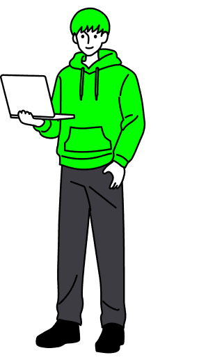 ヘッドセットを着けて腕を組む男性のイラスト