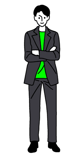 腕を組むスーツ姿の男性のイラスト