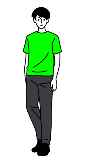 緑色のTシャツを着た男性のイラスト