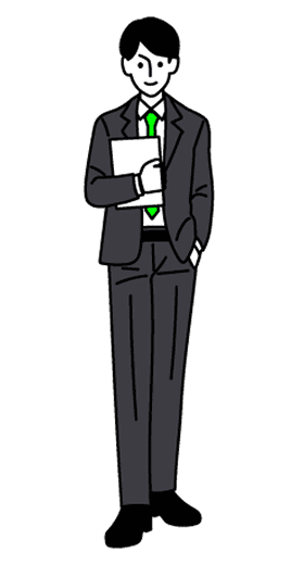 書類を持つスーツ姿の男性のイラスト