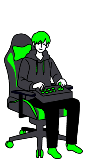 ゲームコントローラーを操作する人物のイラスト